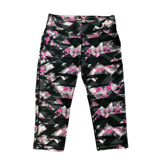 Fila Sport Running Capri Leggings Women's Size XS Abstract Stretch Pull On Pants - Picture 1 of 8